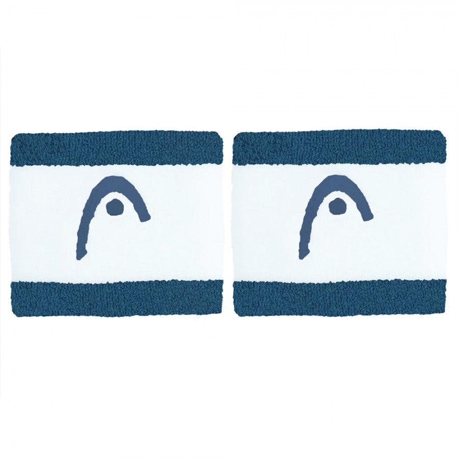 Muñequeras Head Striped 2.5 turquesa blancas